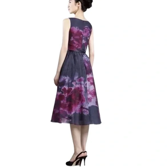 Neuman Marcus Ella RoseElegant Purple and Pink Floral Dress. - Picture 2 of 5